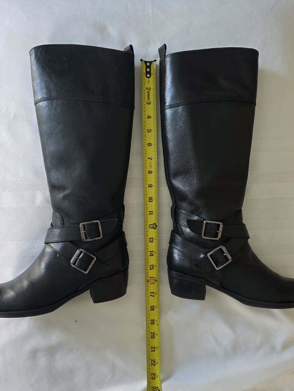 Nurture Black Leather Mid Calf Heeled Boots with Buckle Straps Size 8 - Picture 11 of 13